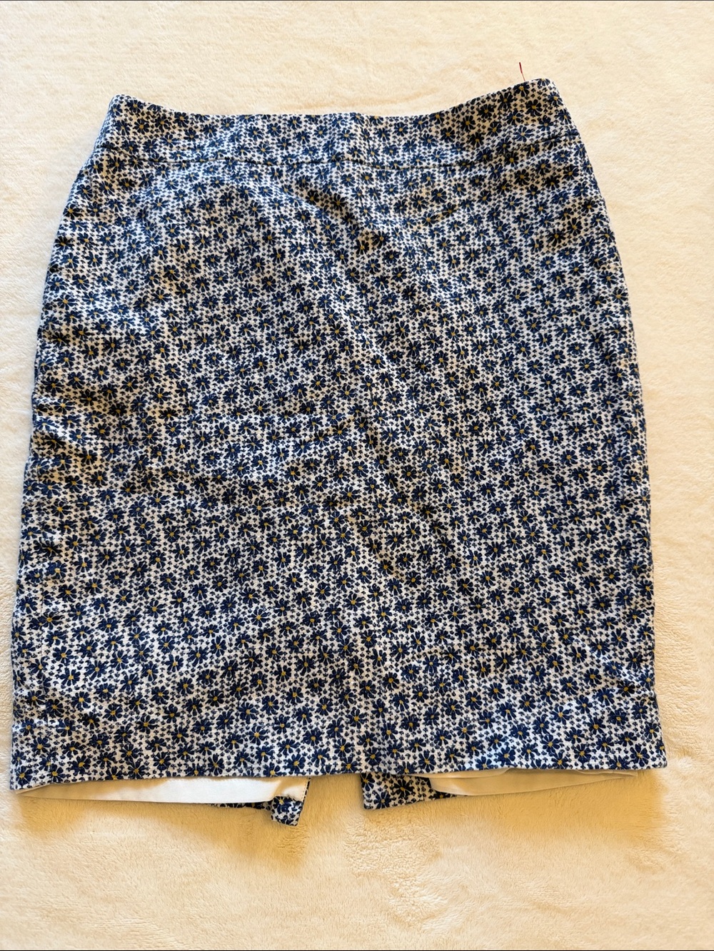 Ann Taylor Navy and White Floral Pencil Skirt